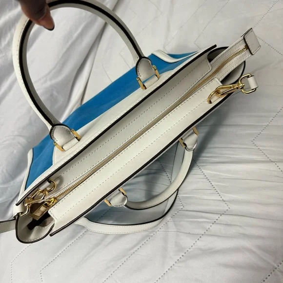 Michael Michael Kors SELMA Large Top Zip Satchel in Summer Blue. - Picture 4 of 8